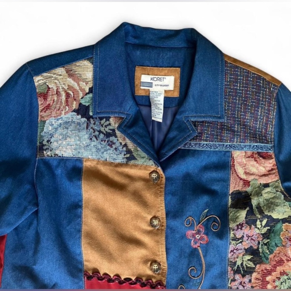 Koret City Blues Multicolor Patchwork Blazer - image 2